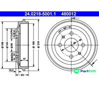 ATE Brake Drum 24.0218-5001.1 FIAT: Panda I Hatchback, Uno Hatchback, Cinquecento, LANCIA: Y10