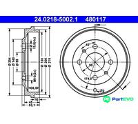 ATE 24.0218-5002.1 Brake drum