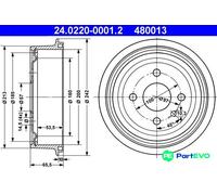2x Brake drum 24.0220-0001.2 ATE for OPEL VAUXHALL DAEWOO CHEVROLET