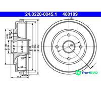 Brake drum 24.0220-0045.1 ATE for OPEL SUZUKI