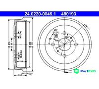 ATE Brake Drum 24.0220-0046.1 - Fits Citroën, Peugeot, Toyota (C1, 107, 108, Aygo)