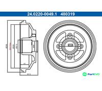 ATE 24.0220-0049.1 Brake drum