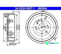 ATE BRAKE DRUM 24022030071 FOR ALFA ROMEO FIAT
