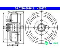 ATE 24.0220-3026.2 Brake drum