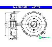 ATE 24.0220-3029.1 Brake Drum for CITRO?N,PEUGEOT