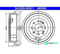 ATE 24.0220-3035.1 Brake drum