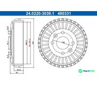 ATE 24.0220-3039.1 Brake drum