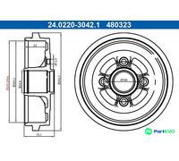 ATE 24.0220-3042.1 Brake drum