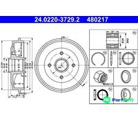 REAR BRAKE DRUM FITS: PEUGEOT 206+ 1.4 I/1.1/1.4 I /1.4 HDI ECO 70/1.1 LPG.PE