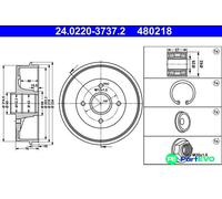 ATE 24.0220-3737.2 Brake drum