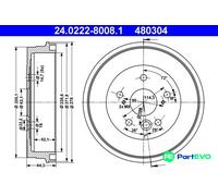 ATE 24.0222-8008.1 Brake drum