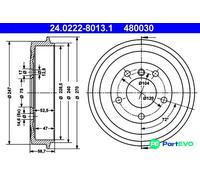 Brake drum 24.0222-8013.1 ATE for BMW 3 3 Coupe 3 Compact