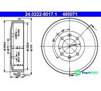 ATE 24.0222-8017.1 Brake Drum for CITRO?N,PEUGEOT