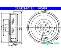 ATE 24.0222-8018.1 Brake Drum for ALFA ROMEO,FIAT,LANCIA