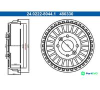 ATE 24.0222-8044.1 Brake drum