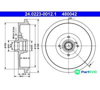 ATE 24.0223-0012.1 Brake drum