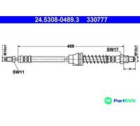 ATE Brake Hose 24.5308-0489.3 Flexible for Ford KA