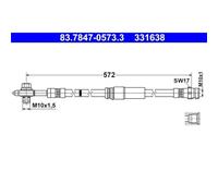 ATE Brake Hose Front Axle Suitable for Caddy, 83.7847-0573.3