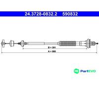 ATE CLUTCH CONTROL CABLE PULL 24372808322 FOR PEUGEOT