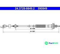 ATE 24.3728-0849.2 Clutch Cable