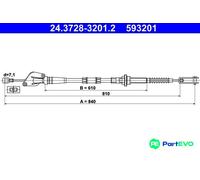 Clutch Cable ATE 24.3728-3201.2 for KIA