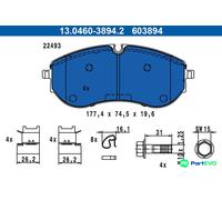 ATE DISC BRAKE BRAKE PAD SET 13046038942
