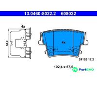 ATE DISC BRAKE BRAKE PAD SET 13046080222 FOR CHRYSLER