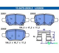 ATE DISC BRAKE BRAKE PAD SET 13047026382 FOR OPEL VAUXHALL