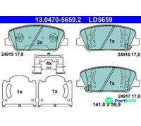 ATE Brake Pads 13.0470-5659.2 - Front Disc Brake Set for Hyundai/Kia