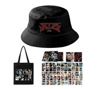 ATE Gift Set, S-K Merchandise K-pop,1 Album Canvas Bag, 1 Hat, 55PCS Cards(Black-A3)