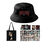 ATE Gift Set, S-K Merchandise K-pop,1 Album Canvas Bag, 1 Hat, 55PCS Cards(Black-B1)