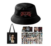 ATE Gift Set, S-K Merchandise K-pop,1 Album Canvas Bag, 1 Hat, 55PCS Cards(Black-B5)