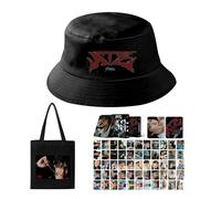 ATE Gift Set, S-K Merchandise K-pop,1 Album Canvas Bag, 1 Hat, 55PCS Cards(Black-B8)
