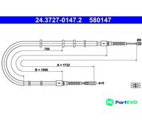 ATE 24.3727-0147.2 Hand brake cable