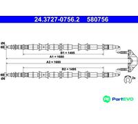 ATE 24.3727-0756.2 Hand brake cable