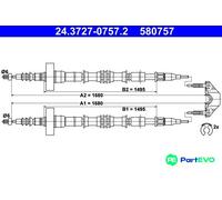 ATE PARKING BRAKE CABLE PULL 24372707572 FOR OPEL VAUXHALL