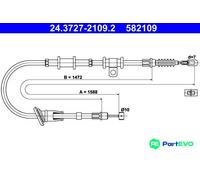 ATE 24.3727-2109.2 Hand brake cable