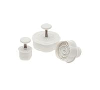 Ateco 1956 Rose Plunger Cutters, Set of 3 Sizes, for Cutting Decorations & Direct Embossing, Spring-Loaded Handle, Food Safe Plastic