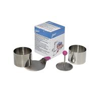 Ateco 4950 Round Food Molding Set, 2.75 by 2.1-Inches High, 4-Piece Set Includes 2 Rings, Fitted Press & Transfer Plate