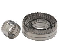 Ateco Double Sided Large Round Cutters in Graduated Sizes, Fluted & Plain Edges, Stainless Steel, 6 Pc Set