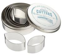 Ateco Rectangle Pastry Fluted Round Cutters in Graduated Sizes, Plain Edge, Football