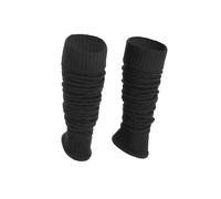 Ateena Wool Leg Warmers for Ladies, Soft Winter Knit Crochet Anklewarmers in Herringbone Pattern, Women's Gaiters for Dance or Ballet, Chunky Boot Cuffs in One Size, Black