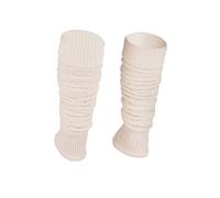 Ateena Wool Leg Warmers for Ladies, Soft Winter Knit Crochet Anklewarmers in Herringbone Pattern, Women's Gaiters for Dance or Ballet, Chunky Boot Cuffs in One Size, Ecru