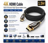 ATEK 1.5M High Speed Hdmi Cable 4K, 2.0 Braided Gold Plated Hdmi Lead Support 2160P, 4K Hdtv Uhd Compatible With Hdtv, X Box, Sky Hd