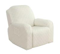 ATEK 1 Seater Recliner Chair Cover, Stretch Recliner Sofa Covers with Side Pockets, Anti-Slip Fitted Washable Replacement Furniture Protector (Off White)