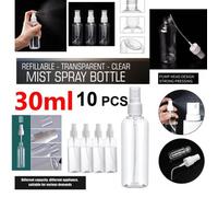 ATEK 10 Pack 30Ml Spray Bottle Plastic Small Squirt Clear Refillable Empty Travel Bottles For Cleaning, Facial Spray, Perfume, Plants
