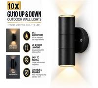 Atek 10 Pack Gu10 Up Down Outdoor Wall Light Ip44 Black Aluminium Exterior Sconce