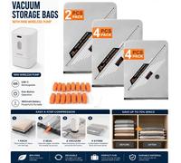 ATEK 10 Pack Vacuum Compression Storage Bags Wireless Pump Airtight Vac Vacum Space Saving Bag Clothes Bedding Towels 20/24/28 Inch