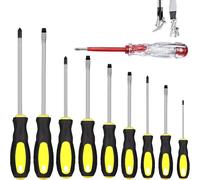 ATEK 10-Piece Magnetic Screwdriver Set with Voltage Tester, Phillips & Flathead Drivers, Non-Slip Ergonomic Handles, Chrome Vanadium in Yellow Atek Yellow