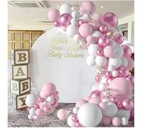 ATEK 100 Pack Balloons For Birthday Wedding And Baby Shower Party Decoration Pink And Silver Balloon Garlands For Indoor And Outdoor